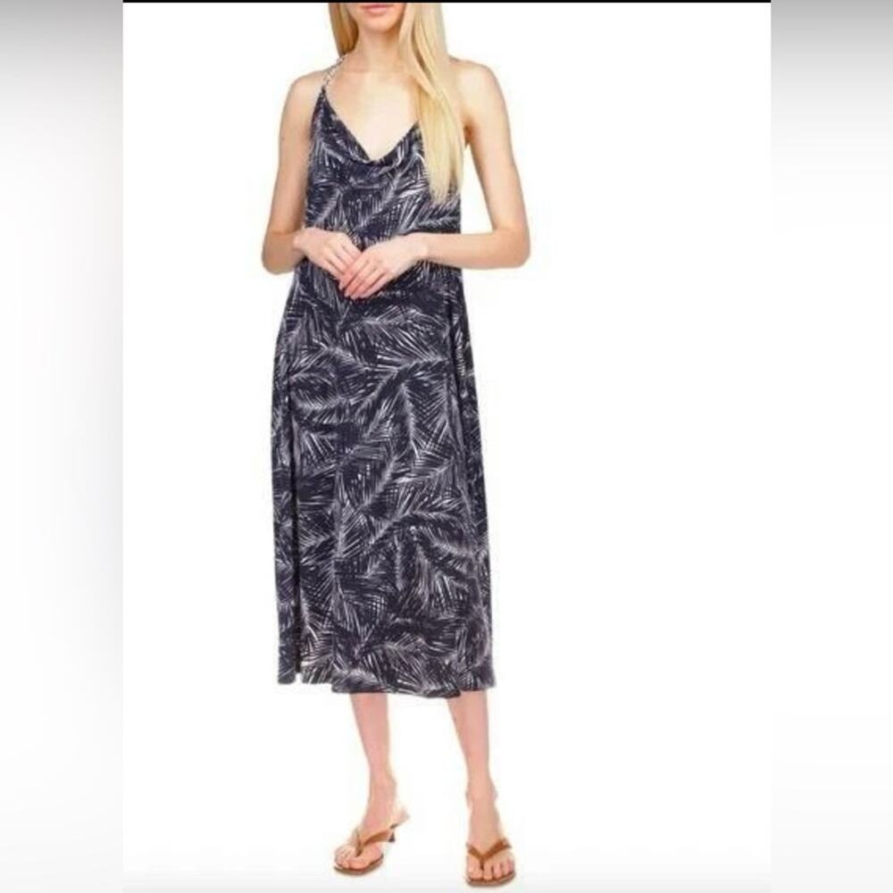 Michael Michael Kors Womens Palm-Print Halter Midi Dress navy small resort wear